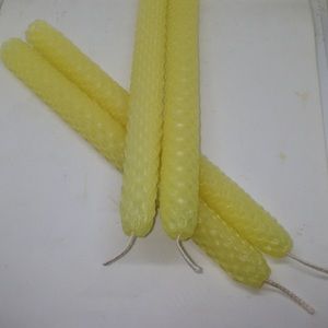 Hand Rolled Beeswax Taper Candles 1 pair Yellow